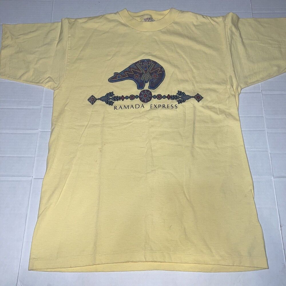 Vtg Prairie Mountain Shirt Ramada Express Southwest Aztec Beaded Bear Medium
